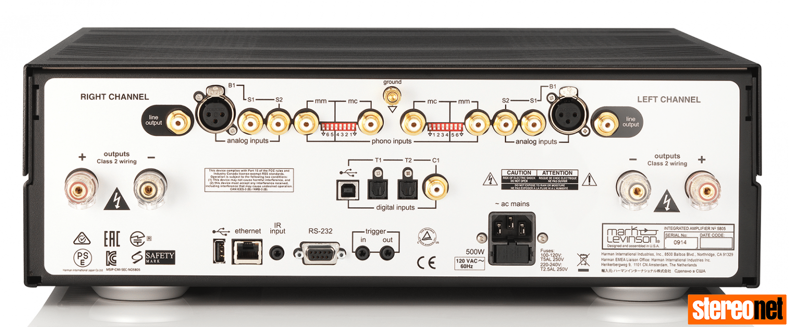 Mark Levinson 5000 series amplifier rear ports